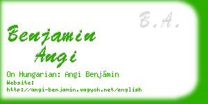benjamin angi business card